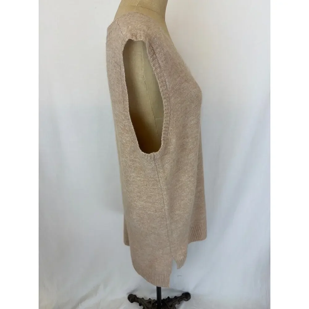 NWT Soya Concept Latte Wool Blend LONG V Neck Vest Size XL #0442
